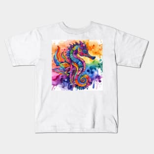 Psychedelic illustration of a seahorse Kids T-Shirt